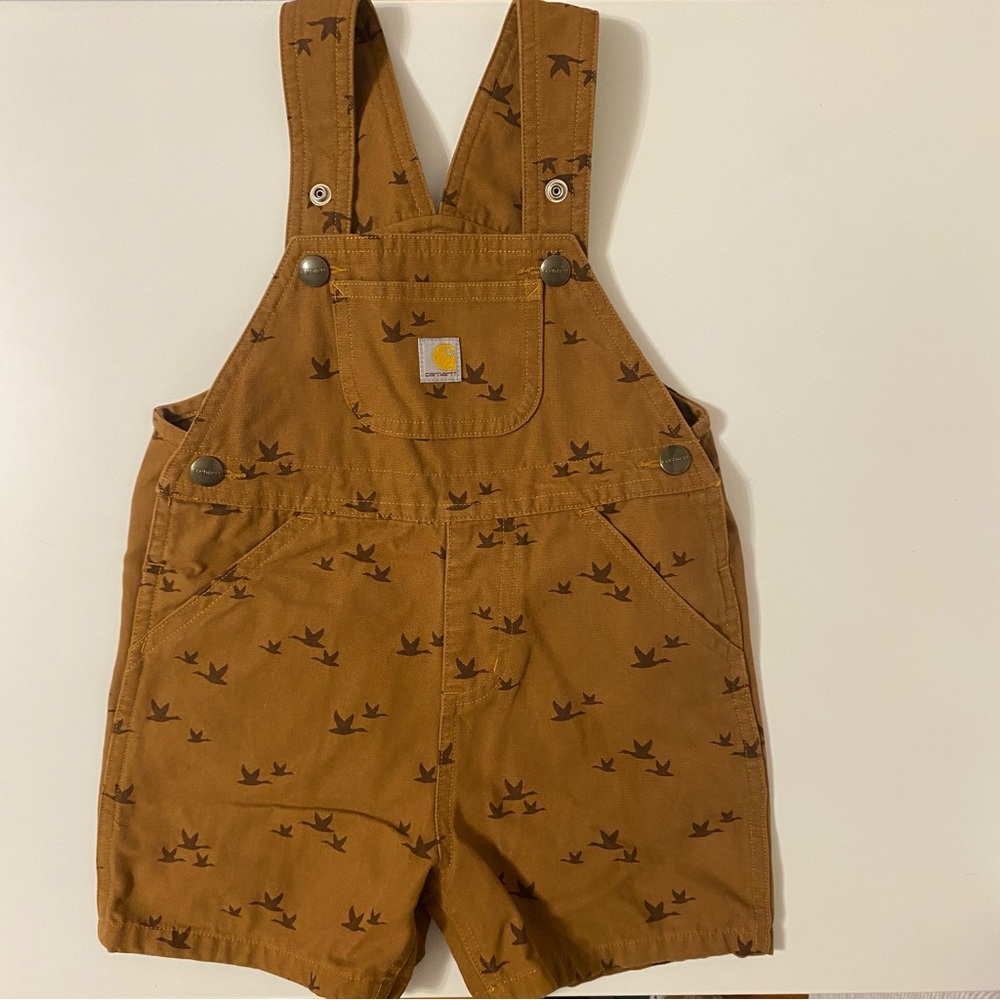 Carhartt Toddler Tan Shortalls and Shirt Set - Picture 2 of 4